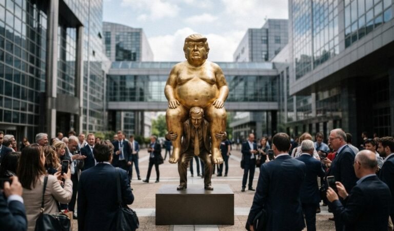 'अन्याय के राजा' का अनोखा विरोध... European Parliament में लगी डोनाल्ड ट्रंप की न्यूड विवादित सुनहरी मूर्ति, दुनिया भर में मचा हड़कंप | Golden Naked Trump Statue